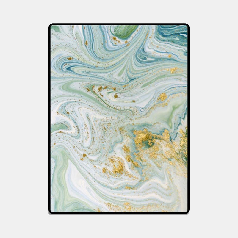 Tapis shaggy vert d'eau motifs géométrique – RueDuTapis